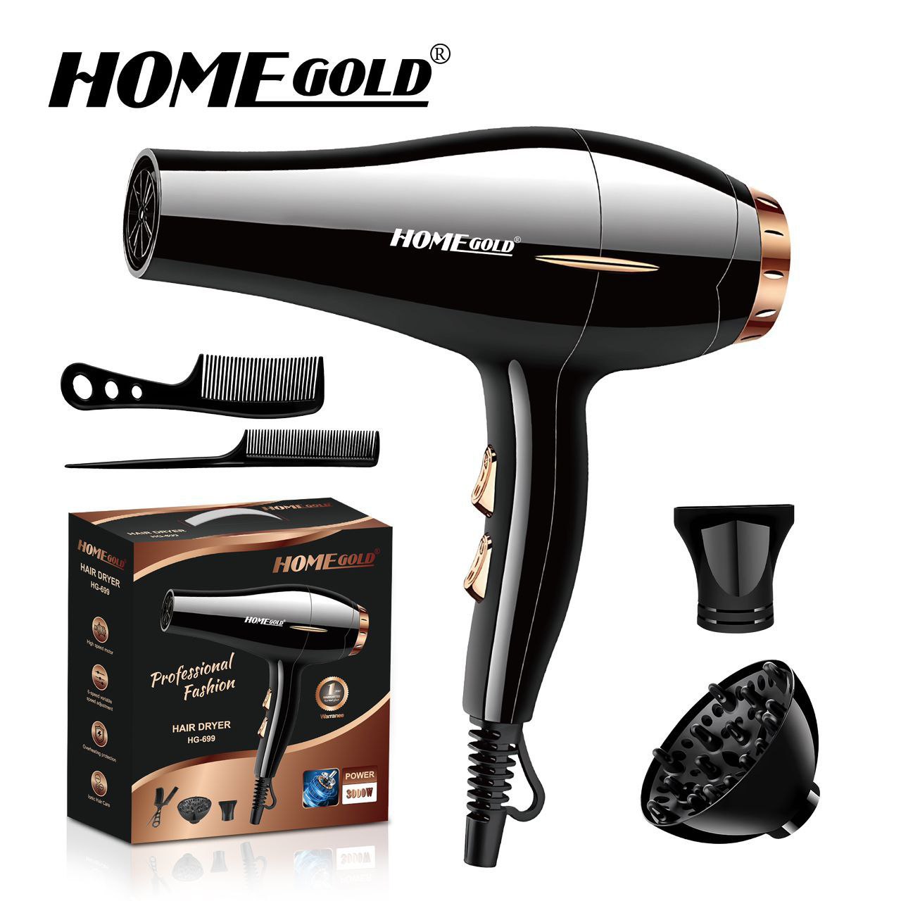 استشوار Home Gold 699 تجفيف سريع وفعال
