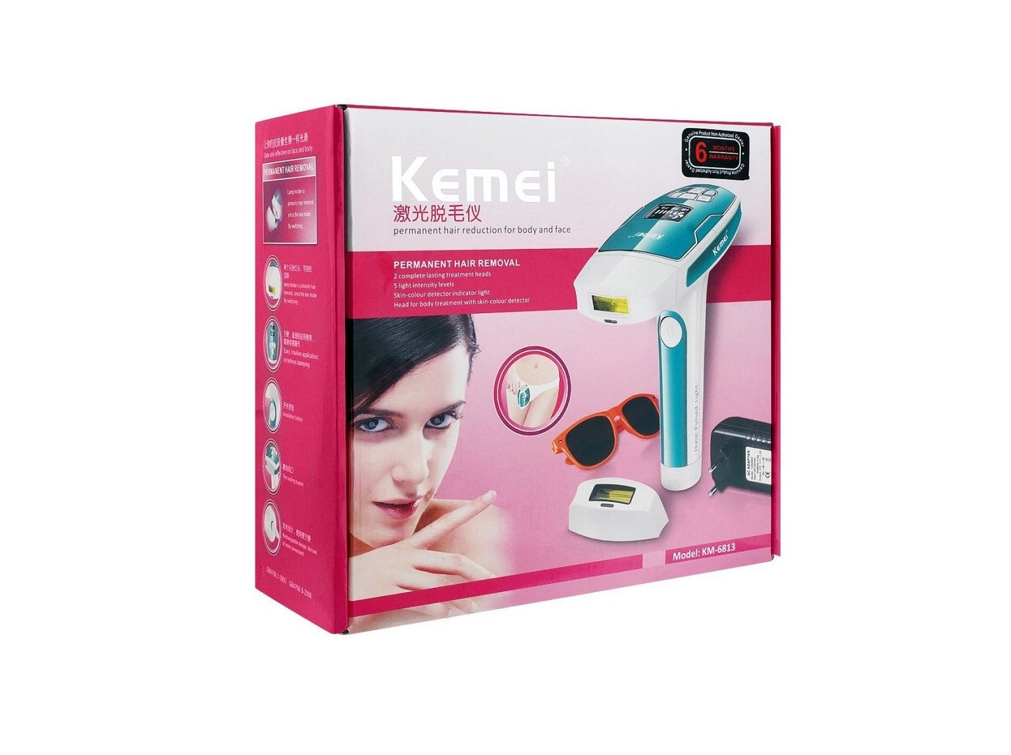 جهاز إزالة الشعر بالليزر Kemei 6813 تقنية IPL للاستخدام المنزلي