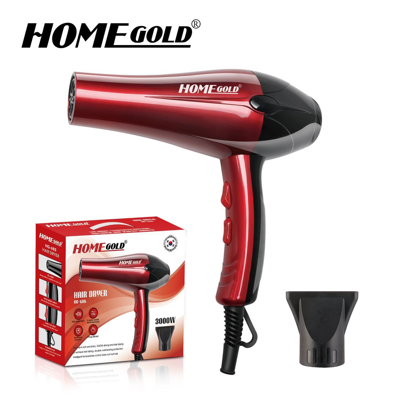 استشوار Home Gold 686 تجفيف سريع وفعال
