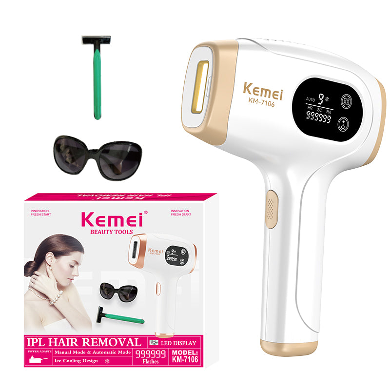 جهاز إزالة الشعر بالليزر Kemei 7106 تقنية IPL للاستخدام المنزلي