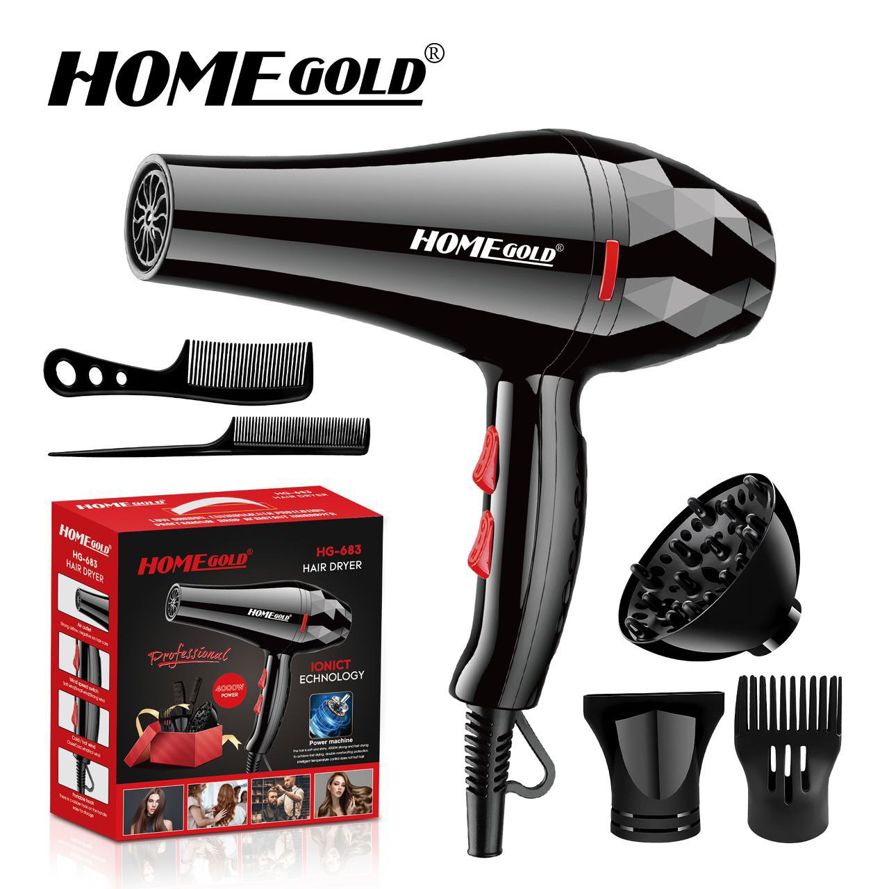 استشوار Home Gold 683 تجفيف سريع وقوة ممتازة