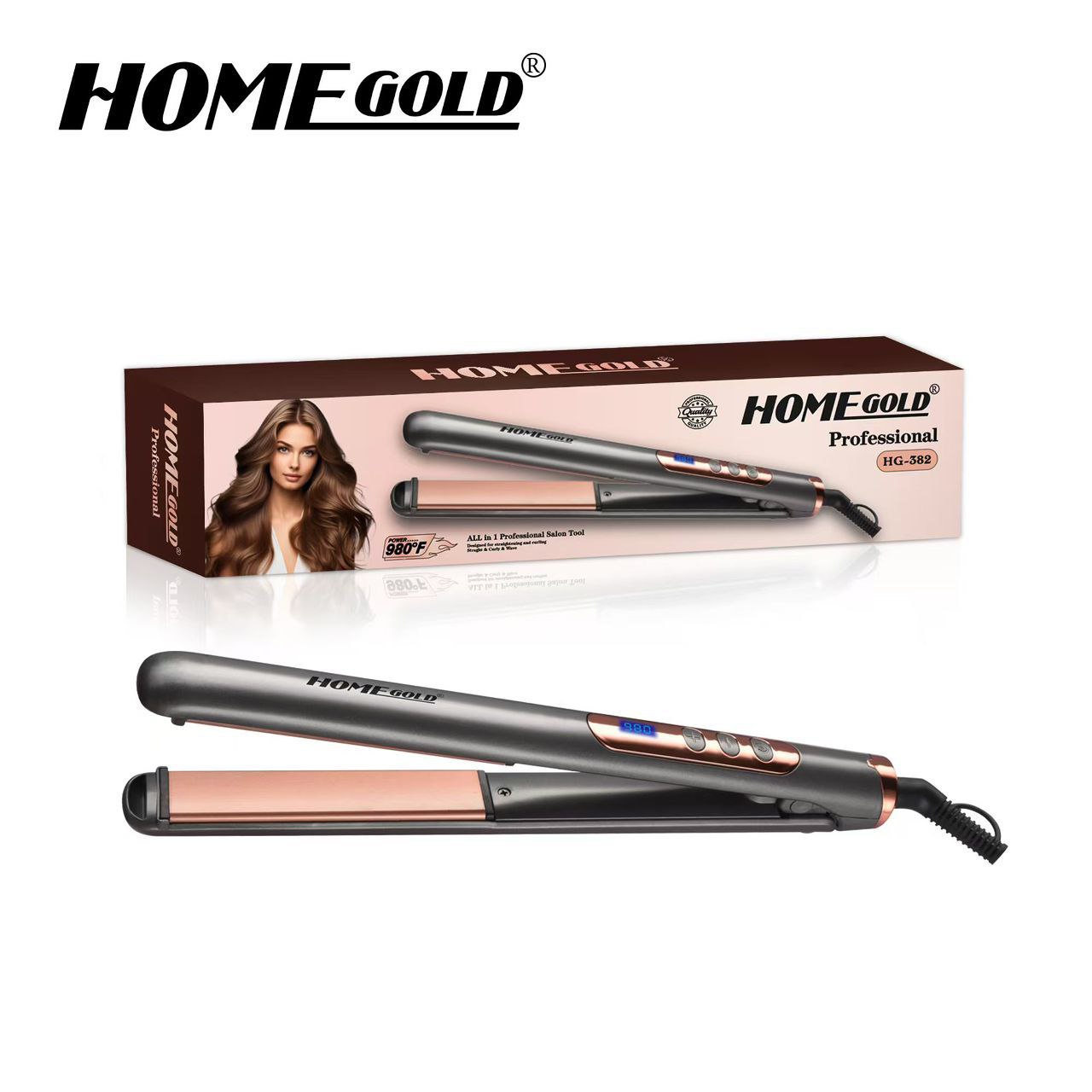 مكواة فرد الشعر Home Gold HG 382 تسخين سريع ونتائج ناعمة